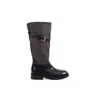 Mesmo estilo da Mamãe Uva! Aumento de altura de 4cm~ Mesmo estilo de Xin Zhilei, botas de cavaleiro femininas de cano médio com fivela de cinto emendada