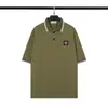 Camiseta Polo de Algodón Puro de Color Sólido de Manga Corta Holgada para Hombre con Bordado de Brújula de Piedra, Logo Bordado de Marca de Tendencia, Comercio Exterior Transfronterizo