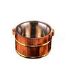 Cubo de madera arroz tapa de cubo de madera cuenco de arroz celebridad de internet cubo de madera arroz cubo pequeño de madera fideos de almeja de flor cuenco grande fideos de arroz cuenco grande fideos vajilla