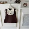 Vestido de Punto con Cuello para Niña Ningli, Nuevo Estilo Otoño, Vestido Negro Pequeño Estilo Rico Heredero para Bebé Niña, Vestido sin Mangas