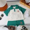 Conjunto de Polo de Manga Corta para Niños 2024 Nuevo Patrón de Gofre Niños y Niñas Estilo Coreano Casual Ropa Infantil al por Mayor para Niños Pequeños
