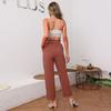 Bai Fen Zhi Yi Amazon Transfronterizo Verano Europeo y Americano Versátil Casual Simple Algodón y Lino Pantalones Rojos Acortados de Pierna Recta