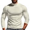 Amazon Transfronterizo para Hombre Otoño e Invierno Terciopelo Alemán Color Sólido Camisa de Manga Larga Camiseta Básica Tejida Ajustada Cuello Medio Alto Top Grupo EE. UU.