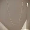 Cadena universal de platino PT950 para hombres y mujeres, cadena versátil de eslabones tipo teja para la clavícula sin colgante, cadena brillante de lentejuelas lisa al por mayor