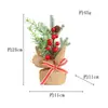 Mini Árbol de Navidad de Agujas de Pino Adornos de Escritorio para el Hogar Navidad Lino Fruta Roja Árbol Pequeño Decoraciones de Ventana