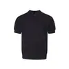 Camiseta de punto de manga corta estilo americano con cuello Henry para hombre, estilo verano old money, textura gofrada, polo transpirable, estilo casual maduro, manga corta