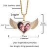 Colgante con foto privada de alas de amor europeas y americanas, collar con foto de recuerdo, colgante conmemorativo creativo de hip-hop DIY