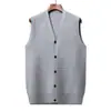 Coletes quentes e espessos de outono e inverno para homens de meia-idade e idosos, coletes cardigã de cor sólida, suéteres masculinos