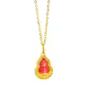 Popular Collar de Calabaza de Jade Imitación Chapado en Oro de Puzuo Xiaohongshu, Estilo de Lujo Ligero de Gama Alta, Cadena para Clavícula de Fortuna y Prosperidad para Mujeres