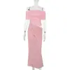 Xy24547 Otoño 2026 Nuevo Estilo Estilo Femenino Sexy Ajustado Vestido con Corte en el Hombro y Revelador de Cintura para Mujer