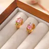 Brincos de zircônia banhados a ouro 14k, estilo ins personalizado e moda transfronteiriça, brincos versáteis de luxo leve, requintados e de nicho
