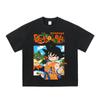 Camiseta de Manga Curta Peso Pesado Algodão Puro Lavado Vintage Top Estampa Mangá Japonês Vintage Europeu e Americano para Homens Transfronteiriço