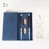 Pauzinhos de Madeira Maciça de Alta Qualidade Feitos de Madeira de Asa de Frango, Jacarandá Birmanês e Sequóia, com Designs de Cobre e Círculo da Sorte, em uma Caixa de Presente