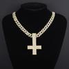Colar de cruz novo transfronteiriço masculino exagerado luxuoso diamante completo pingente de cruz invertida personalidade acessórios masculinos atacado