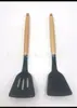 Espátula de silicona con mango de madera, espátula especial para sartén antiadherente, espátula de cocina, cuchara para sopa, colador, utensilios de cocina para el hogar, resistentes a altas temperaturas