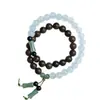 Pulseira de Pedra Preciosa Natural 0.8 Círculo Duplo Jade Semi-Montanha Semi-Água Novo Estilo Chinês Pulseira Simples Contas de Rosário Atacado