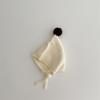 Ins Bebé Lindo Gorro Tejido con Bola de Piel para Protección de Orejas Otoño e Invierno Bebé Niños y Niñas Cálido Gorro de Lana de Mago Puntiagudo con Lazo