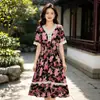 Foto Real do Vestido Estilo Étnico 2026, Novo Vestido Feminino de Algodão e Seda com Cinto para Verão e Outono, Vestido de Alça, Vestido de Praia