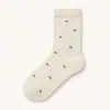 Calcetines blancos holgados para mujer, calcetines de otoño hasta la mitad de la pantorrilla, calcetines versátiles de color liso finos de verano, con bordes fruncidos y lunares