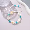 Joyería de Tobillo Trenzada con Cuerda de Conchas Naturales Estilo Océano Verano Transfronteriza Europea y Americana, Tobillera Multicolor Personalizada Retro de Estrella de Mar y Turquesa