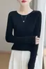 Suéter de punto sin costuras de cuello redondo, corte holgado, listo para usar, directo de un fabricante elegante, cómodo y entallado, gris premium para mujer