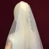 Velo de novia de una sola capa con cola larga y perla, tocado de boda de hilo liso de longitud larga, fotografía de viajes de boda, Mori retro simple
