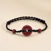 Pulsera con Hebilla de Seguridad de Cinabrio, Pulsera Trenzada de Cuerda Roja del Año Zodiacal para Pareja, Pulsera de Regalo de Cumpleaños para Novia y Mejor Amiga