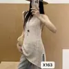 Verão Estilo Coreano Estilo Old Money Floral Gola Redonda Fenda Lateral Slim Fit Emagrecedor Tricô Regata Moda Casual Chic Top