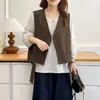 Especial 100 kg Nuevo diseño de moda de principios de otoño para mujeres de talla grande, chaleco de cuello en V con cintas, capa interior versátil 0905
