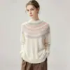 Suéter Vintage Lazy Fair Isle de Punto 35% Cachemir Ajustado Suave para Mujer, Cálido Top de Otoño e Invierno