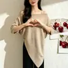 Camisa Feminina de Tricô Fino Soltinha com Gola Redonda Estilo Francês, Meia Manga, Novo Estilo de Verão, Top Fresco de Meia Manga