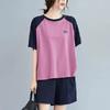 685 # 100kg Plus Size2025 Verão Casual Roupa Esportiva Feminina Novo Solto Tamanho Grande Manga Curta Shorts Conjunto de Duas Peças