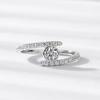 Anel Xia Shangxin Prata 925 Moissanita Novo Conjunto Completo Zircônia Super Brilhante Anel de Dedo Moda Europeia e Americana Anel de Casamento para Mulheres