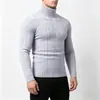 Suéter de gola alta trançado transfronteiriço novo para homens, outono e inverno, estiloso, slim fit, quente e adequado como camada base