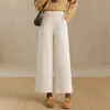 Pantalones de Lana de Pierna Ancha de Moda para Mujer 2026 Otoño/Invierno Nuevos Pantalones Rectos de Cintura Alta Elásticos Pantalones Cropped Elegantes Petite