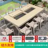 Mesa e Cadeira para Churrasco ao Ar Livre Mojia Combinação de Alumínio Fundido Churrasqueira a Carvão ao Ar Livre Jardim Conjunto de Lazer para Casa Pátio Terraço