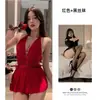 Meiyujia Lencería Sexy de Cuello Halter Malla Transparente Espalda Descubierta Sexy Bata de Noche Lencería Divertida para Pareja Pijama Sexy para Mujer