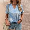 Direto da fábrica 2024 Camiseta feminina de manga curta com estampa floral e decote em V roupa feminina camiseta camiseta decote em V