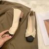 Sapatos Rasos Slip-On Quadrados para Mulheres, Nova Coleção Primavera e Outono 2025 Estilo Coreano Color Block Planos Confortáveis Casuais Loafers Slip-On