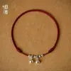 Tornozeleira de sino prateado com sino tocará com som corda vermelha trançada amantes pulseira antiga ano da vida corda de pé presente para melhor amigo