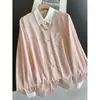 2026 Seda de Morera Bloque de Color Reductor de Edad Camisa de Seda Cárdigan Rayado Top Delgado Top Pequeño Venta al por Mayor N3DT6109