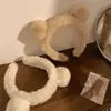 Tiara Fofa com Orelhas de Urso para Mulheres Outono e Inverno Pelúcia Máscara de Lavar o Rosto Tiara Desenho Animado Franja Cabelo Quebrado Acessórios de Cabelo