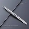 Aço inoxidável cotovelo pontiagudo preto anti-estático pinça atacado nail art manual conta de mão reparação especial clip set