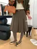 Falda Plisada de Lana a Cuadros Estilo Coreano Otoño e Invierno Té Verde Limón Versátil Adelgazante Temperamento Línea A (con cinturón)