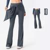 Calça Boca de Sino para Yoga Feminina com Cortina de Bumbum Removível, Calça Longa Fitness Confortável de Perna Larga, Levanta Bumbum, Calça Micro Flare de Cintura Alta com Caimento Fluido