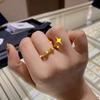 Anel de Dedo Dourado Sanduíche Vietnamita Latão Banhado a Ouro Moda Feminina Torcido Espiga de Trigo Anel de Dedo Pulseira Mesmo Estilo do Pequeno Livro Vermelho