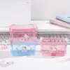 Caja de Almacenamiento Apilable Transparente de Plástico Hello Kitty Auténtica Caja Pequeña de Almacenamiento Papelería de Escritorio Venta al por Mayor
