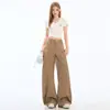 Jeans Retro Americano Khaki Scimitar Verão 2025 Novo Cintura Alta Emagrecimento Perna Larga Foice Comprimento Total Calças