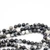 Cuentas sueltas de piedra natural con manchas blancas y negras, cuentas redondas de cebra en blanco y negro, accesorios de joyería para pulseras DIY, cuentas semiacabadas al por mayor