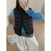 Colete de Algodão com Penas Estilo Coreano Outono e Inverno Gola Alta Estiloso Curto com Costelas Colete Versátil Peça de Roupa Externa Tendência